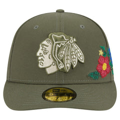 Chicago Blackhawks New Era Tonal Florals 59FIFTY Fitted Hat - Olive - NHL 202223632