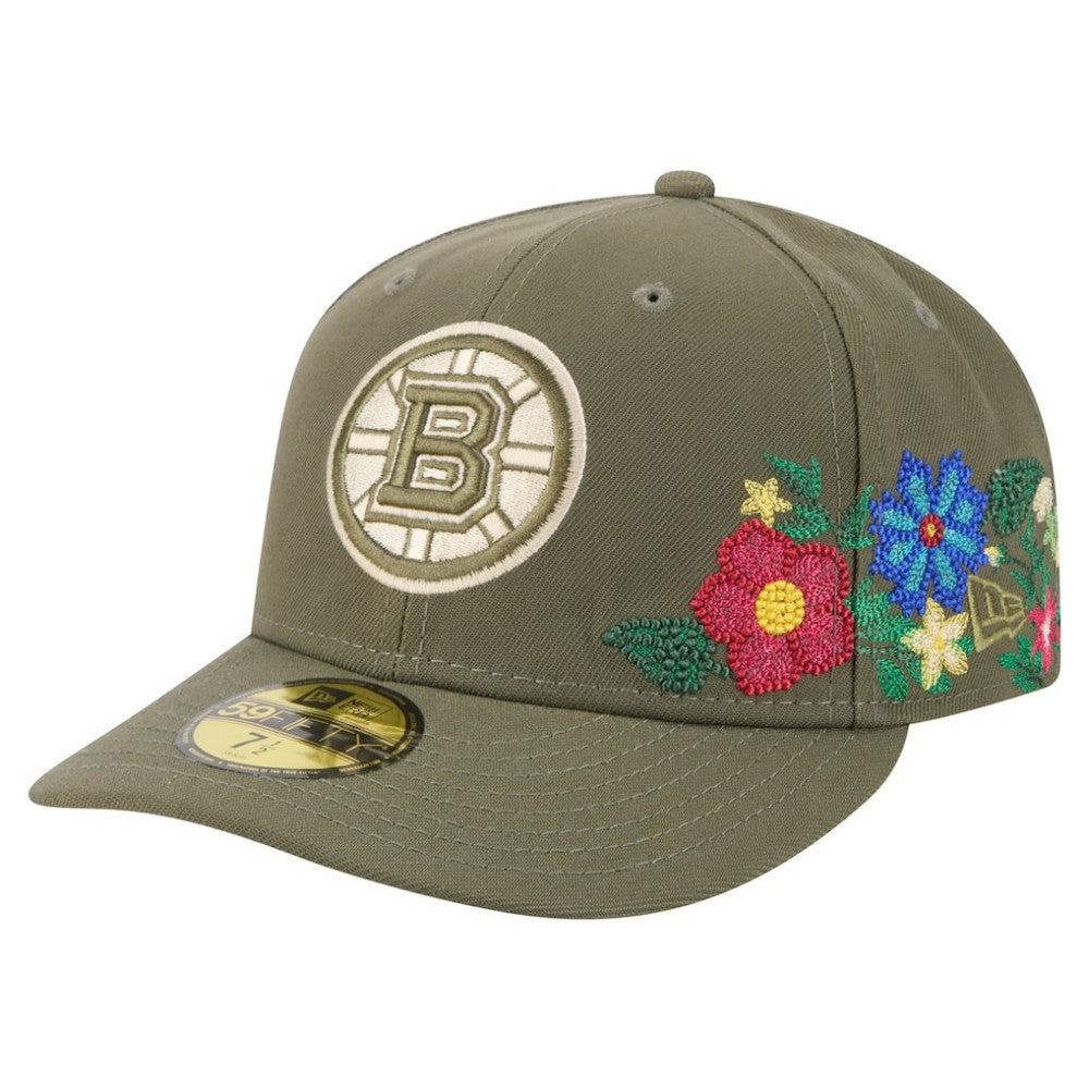 Boston Bruins New Era Tonal Florals 59FIFTY Fitted Hat - Olive - NHL 202223638
