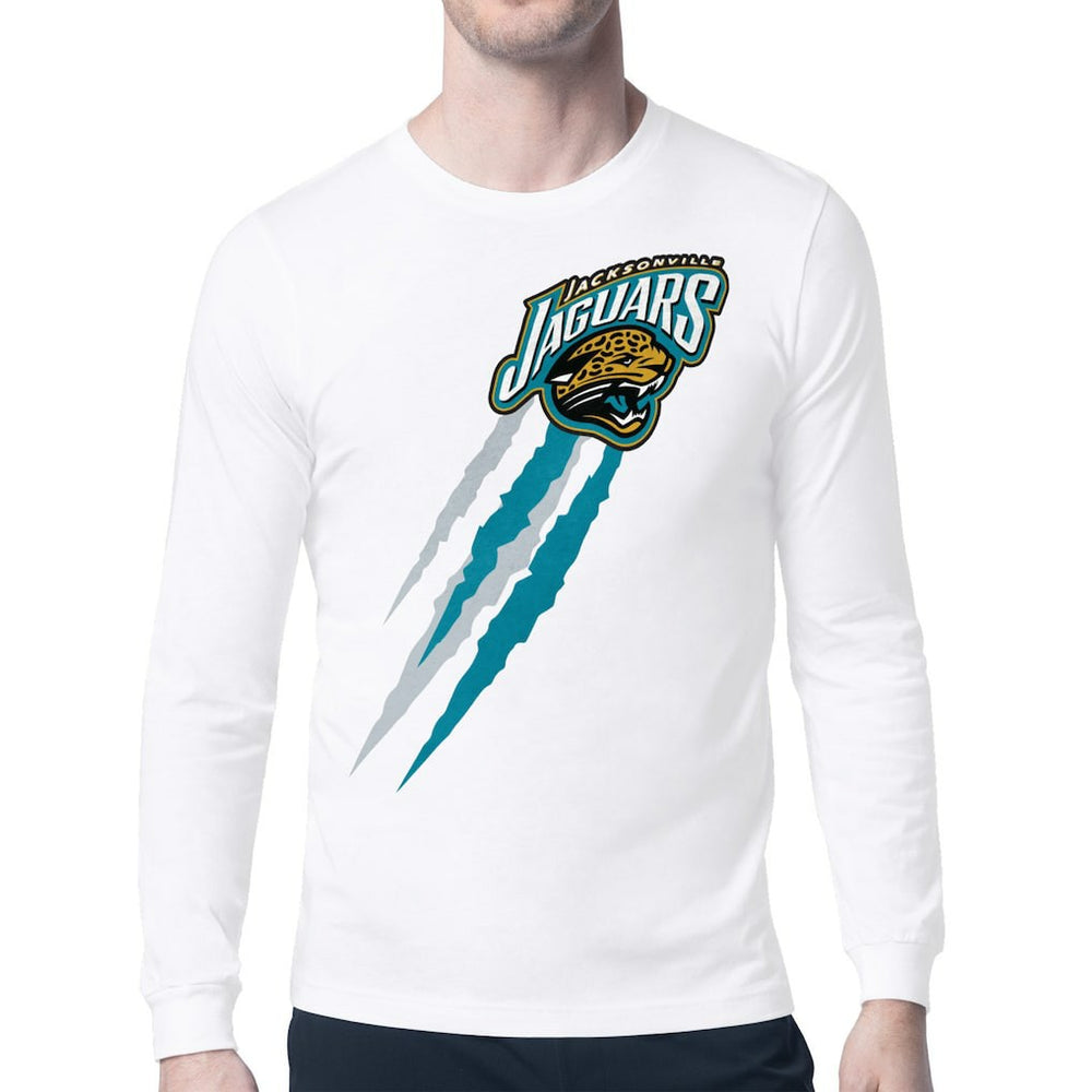 Jacksonville Jaguars Starter Retro Team Logo Color Scratch Long Sleeve T-Shirt White