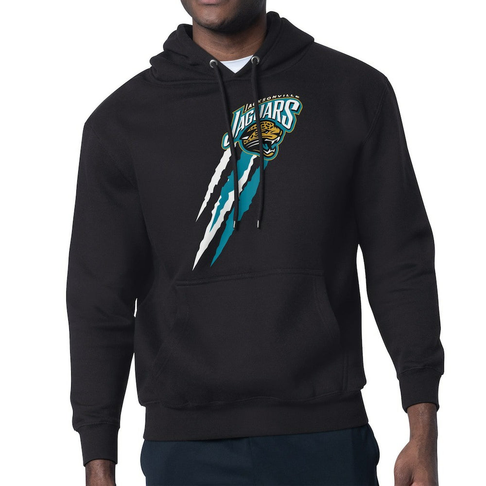 Jacksonville Jaguars Starter Retro Team Logo Color Scratch Pullover Hoodie Black