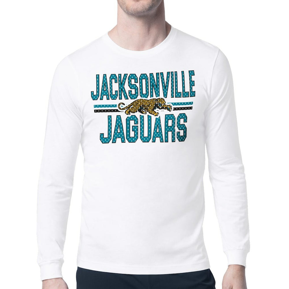 Jacksonville Jaguars Starter Mesh Look Retro Team Logo Long Sleeve T-Shirt White