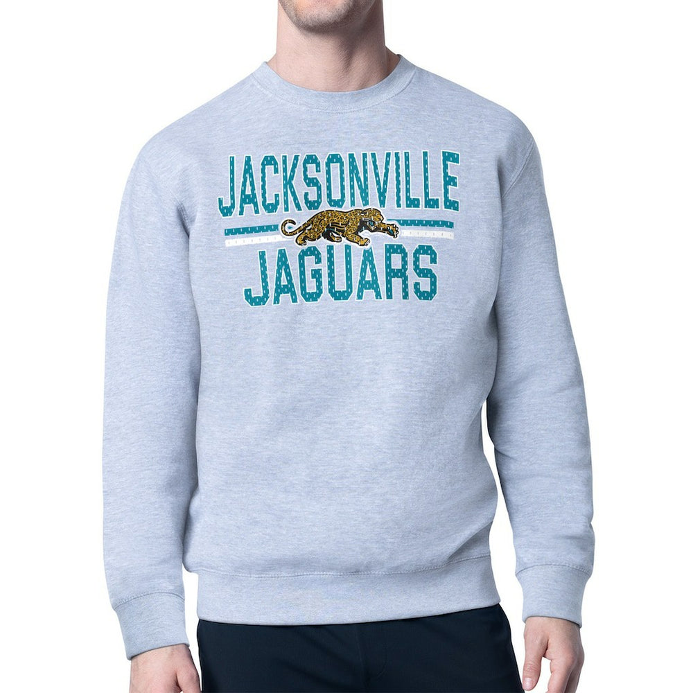 Jacksonville Jaguars Starter Mesh Look Retro Team Logo Pullover Sweatshirt Heather Gray