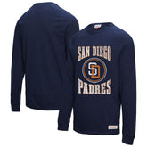 San Diego Padres Mitchell & Ness Arched Logo Slub Long Sleeve T-Shirt - Navy - Mitchell & Ness Discount