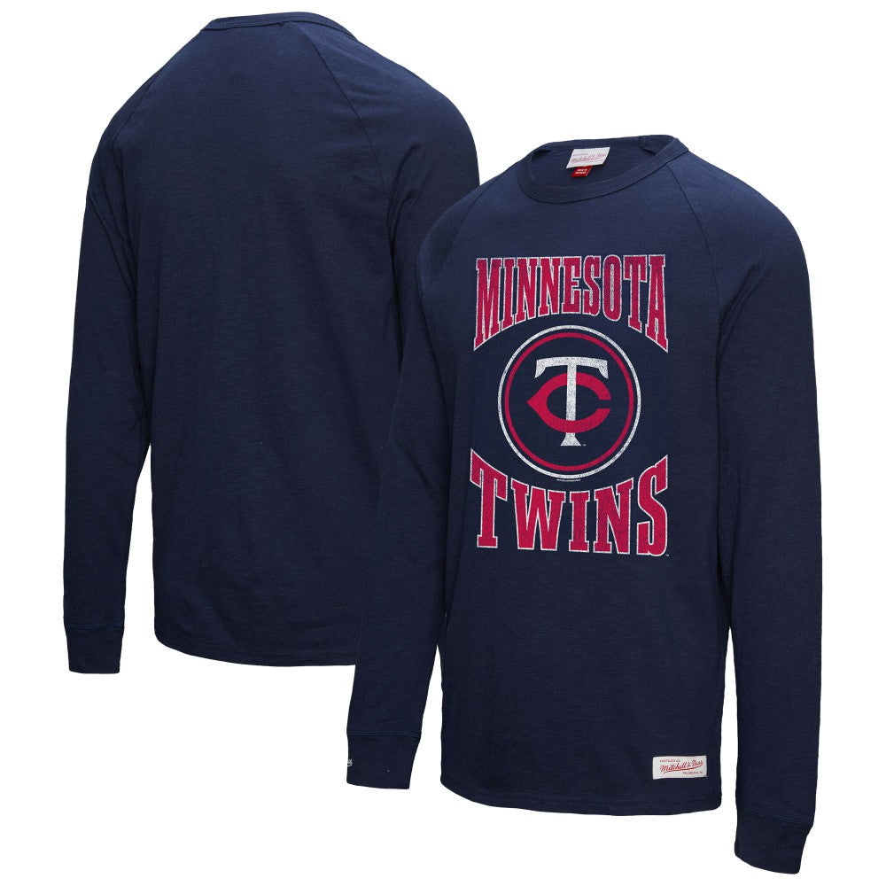 Minnesota Twins Mitchell & Ness Arched Logo Slub Long Sleeve T-Shirt - Navy - Mitchell & Ness on Sale