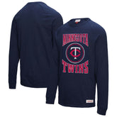 Minnesota Twins Mitchell & Ness Arched Logo Slub Long Sleeve T-Shirt - Navy - Mitchell & Ness on Sale