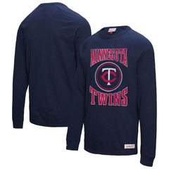 Minnesota Twins Mitchell & Ness Arched Logo Slub Long Sleeve T-Shirt - Navy - Mitchell & Ness on Sale