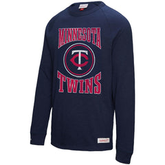 Minnesota Twins Mitchell & Ness Arched Logo Slub Long Sleeve T-Shirt - Navy - Mitchell & Ness on Sale