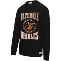 Baltimore Orioles Mitchell & Ness Arched Logo Slub Long Sleeve T-Shirt - Black - Mitchell & Ness on Sale