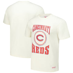 Cincinnati Reds Mitchell & Ness Arched Logo Slub T-Shirt - Cream - Mitchell & Ness Sale