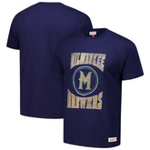Milwaukee Brewers Mitchell & Ness Arched Logo Slub T-Shirt - Navy - Mitchell & Ness Online