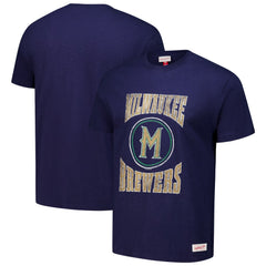 Milwaukee Brewers Mitchell & Ness Arched Logo Slub T-Shirt - Navy - Mitchell & Ness Online