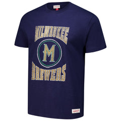 Milwaukee Brewers Mitchell & Ness Arched Logo Slub T-Shirt - Navy - Mitchell & Ness Online