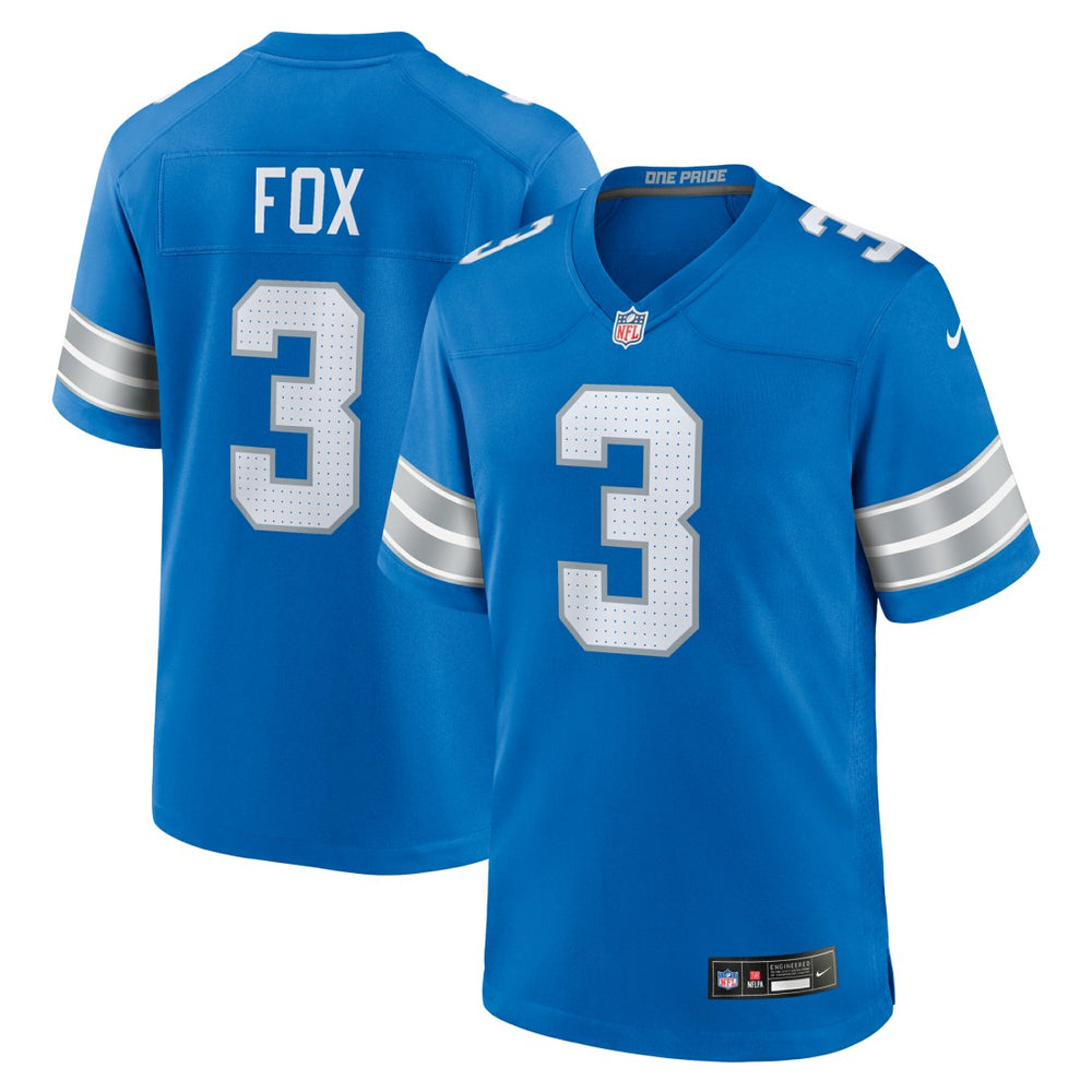 Nike Jack Fox Detroit Lions Team Game Jersey Blue