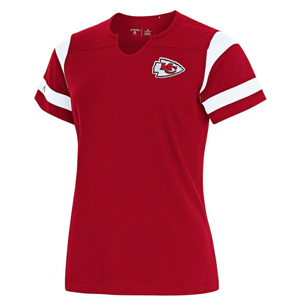 Kansas City Chiefs Antigua Women's Encounter Short Sleeve Notch Neck Top Red