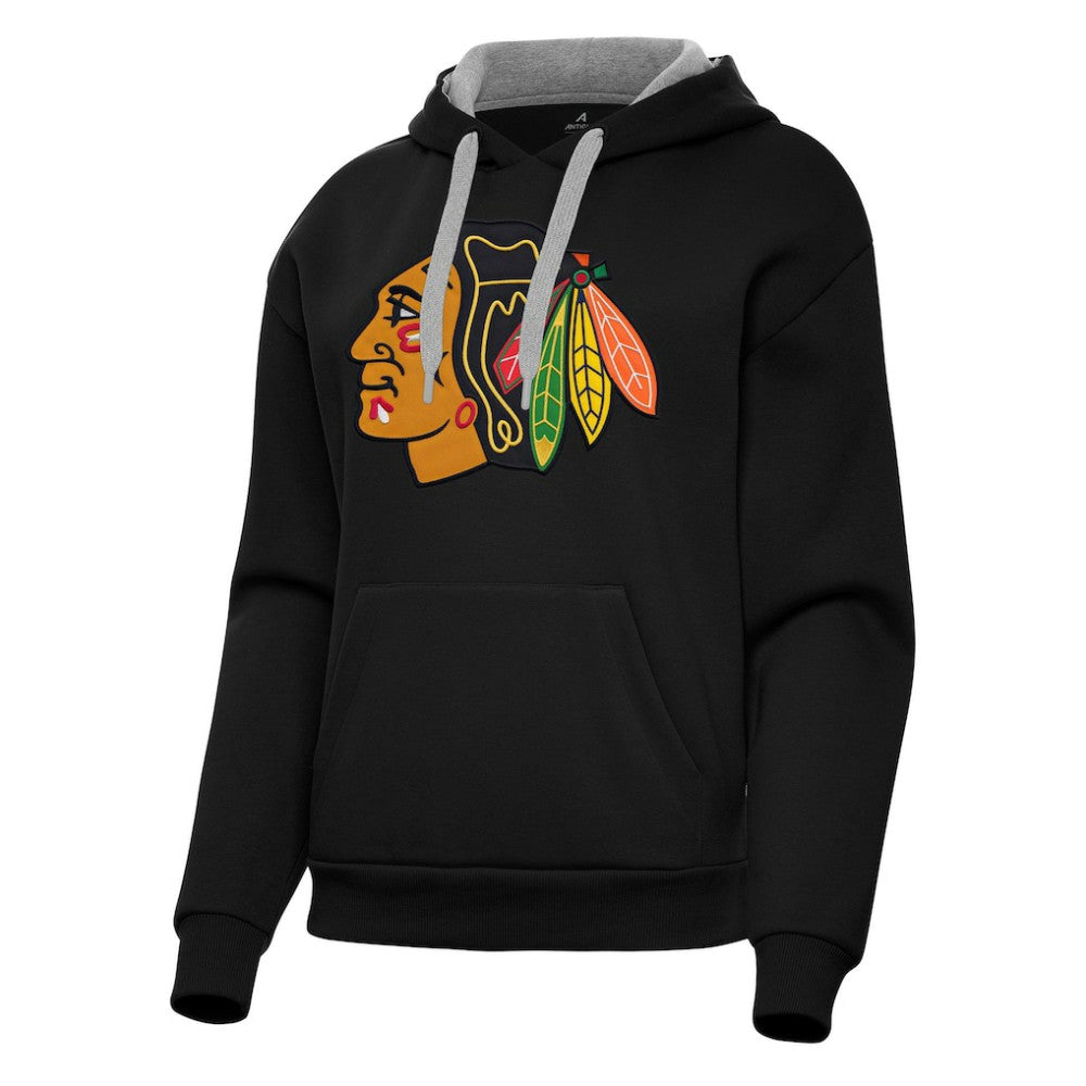 Chicago Blackhawks Antigua Women's Victory Pullover Hoodie - Black - NHL 202233402
