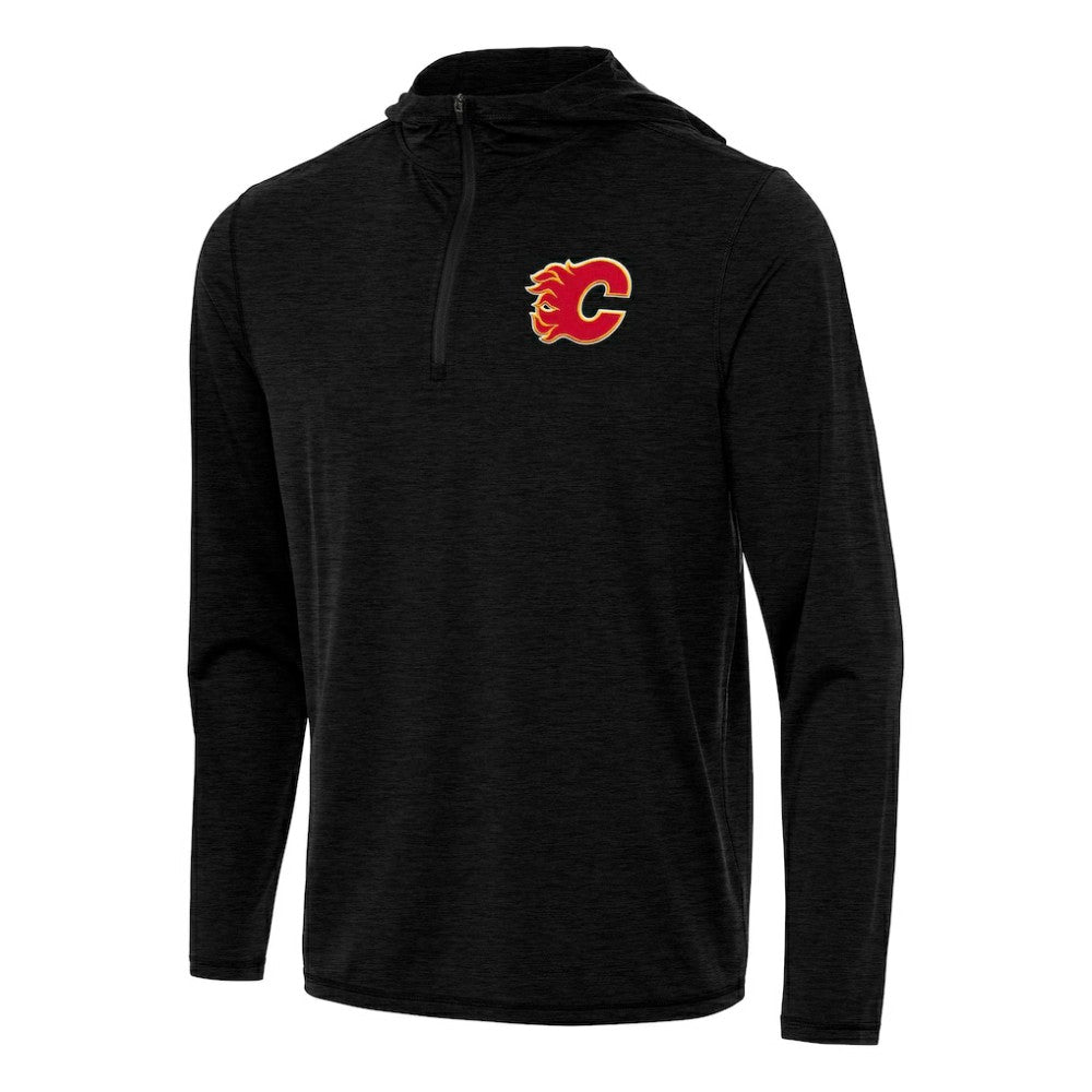 Calgary Flames Antigua Tidy Quarter-Zip Hoodie - Heather Black - NHL 202233631