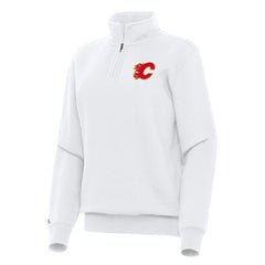 Calgary Flames Antigua Women's Victory Quarter-Zip Sweatshirt - White - NHL 202234020