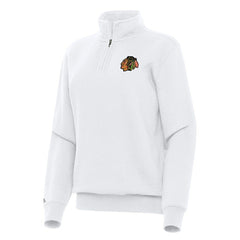 Chicago Blackhawks Antigua Women's Victory Quarter-Zip Sweatshirt - White - NHL 202234023