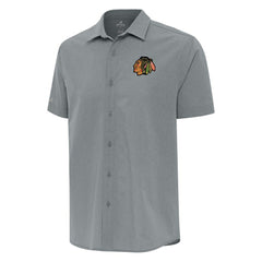 Chicago Blackhawks Antigua Activate Woven Short Sleeve Button-Up Shirt - Gray - NHL 202234065