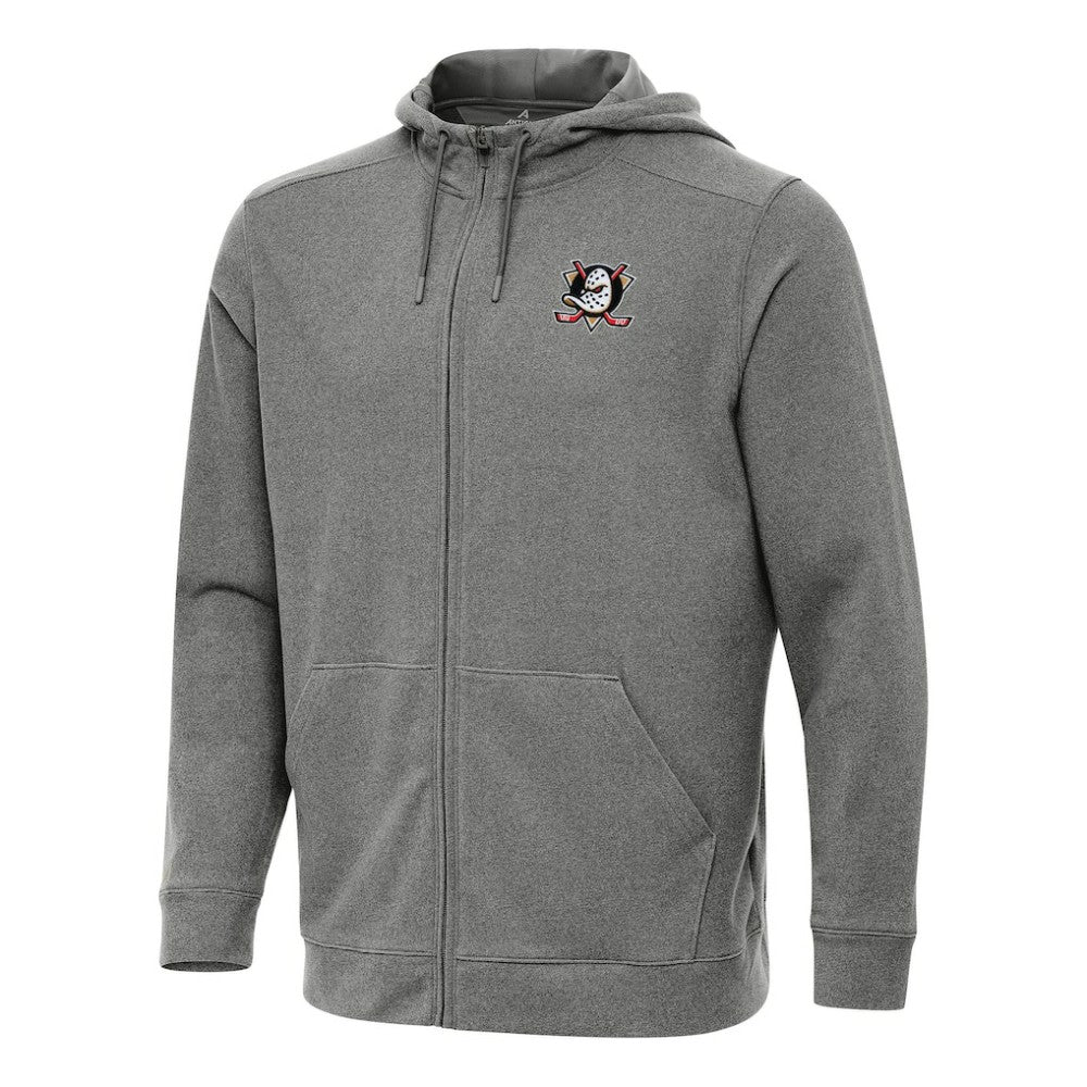 Anaheim Ducks Antigua Effortless Full-Zip Hoodie Jacket - Heather Black - NHL 202234386