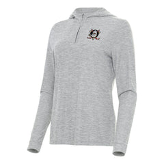 Anaheim Ducks Antigua Women's Daybreak Quarter-Zip Hoodie - Heather Gray - NHL 202234479