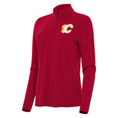 Calgary Flames Antigua Women's Bright Quarter-Zip Top - Heather Red - NHL 202234487