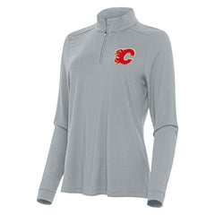 Calgary Flames Antigua Women's Intent Quarter-Zip Top - Gray - NHL 202234604