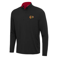 Chicago Blackhawks Antigua Content Quarter-Zip Pullover Top - Black/Red - NHL 202234700