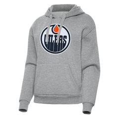 Edmonton Oilers Antigua Women's Victory Pullover Hoodie - Heather Gray - NHL 202235590