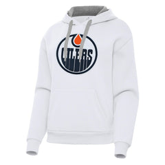 Edmonton Oilers Antigua Women's Victory Pullover Hoodie - White - NHL 202235599