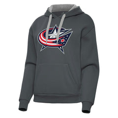 Columbus Blue Jackets Antigua Women's Victory Pullover Hoodie - Charcoal - NHL 202235615