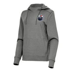 Edmonton Oilers Antigua Women's Justice Pullover Hoodie - Heather Black - NHL 202236004