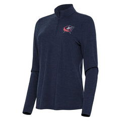 Columbus Blue Jackets Antigua Women's Bright Quarter-Zip Top - Heather Navy - NHL 202236732