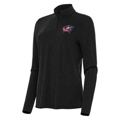 Columbus Blue Jackets Antigua Women's Bright Quarter-Zip Top - Heather Black - NHL 202236734
