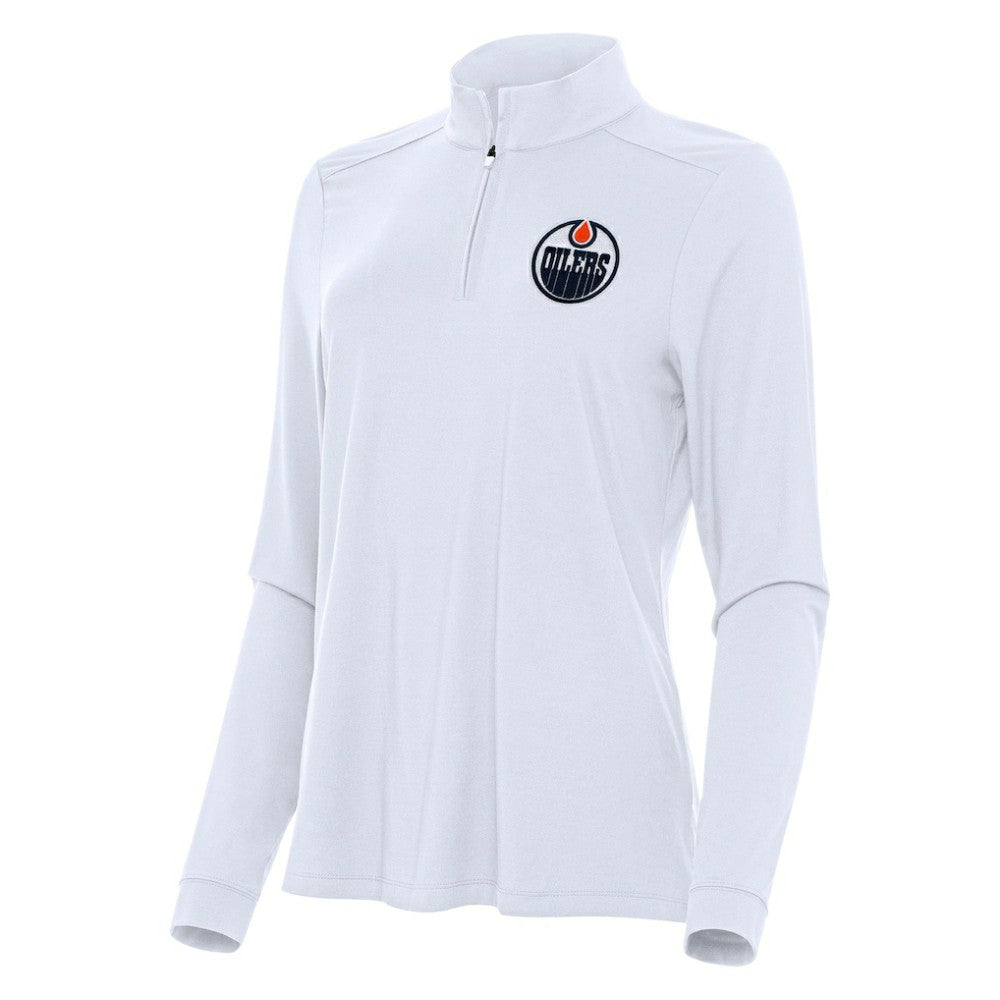 Edmonton Oilers Antigua Women's Intent Quarter-Zip Top - White - NHL 202236841