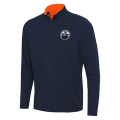 Edmonton Oilers Antigua Content Quarter-Zip Pullover Top - Navy/Orange - NHL 202236954