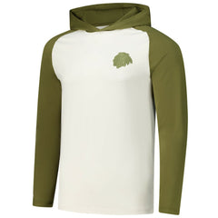 Chicago Blackhawks Antigua Intrepid Sand Raglan Long Sleeve Hoodie T-Shirt - Cream/Olive - NHL 202253449