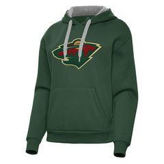 Minnesota Wild Antigua Women's Victory Pullover Hoodie - Hunter Green - NHL 202253491