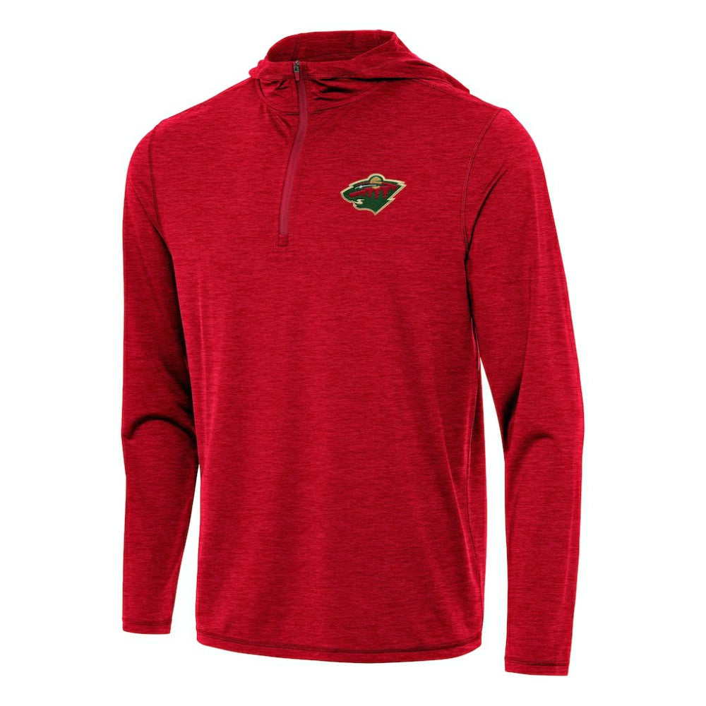 Minnesota Wild Antigua Tidy Quarter-Zip Hoodie - Heather Red - NHL 202253721