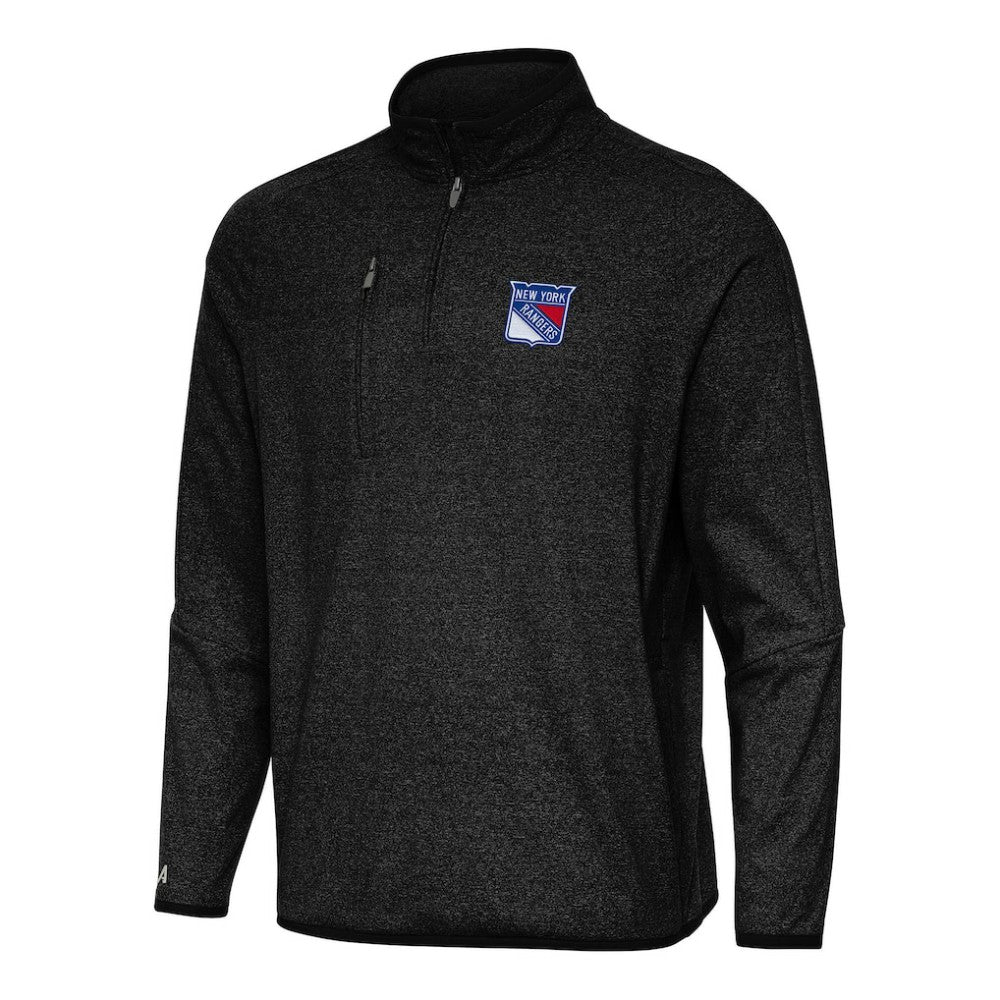 New York Rangers Antigua Certain Quarter-Zip Tri-Blend Sweatshirt - Heather Black - NHL 202254027