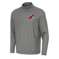 New Jersey Devils Antigua Subtle Quarter-Zip Sweatshirt - Heather Black - NHL 202254051
