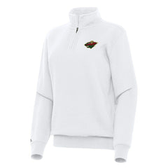 Minnesota Wild Antigua Women's Victory Quarter-Zip Sweatshirt - White - NHL 202254133