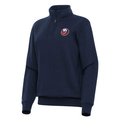 New York Islanders Antigua Women's Victory Quarter-Zip Sweatshirt - Navy - NHL 202254149