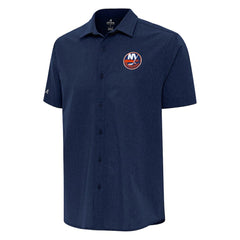 New York Islanders Antigua Activate Woven Short Sleeve Button-Up Shirt - Navy - NHL 202254179