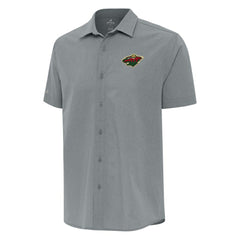 Minnesota Wild Antigua Activate Woven Short Sleeve Button-Up Shirt - Gray - NHL 202254190