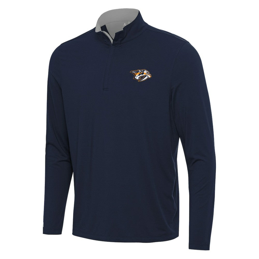 Nashville Predators Antigua Content Quarter-Zip Pullover Top - Navy/Gray - NHL 202254840