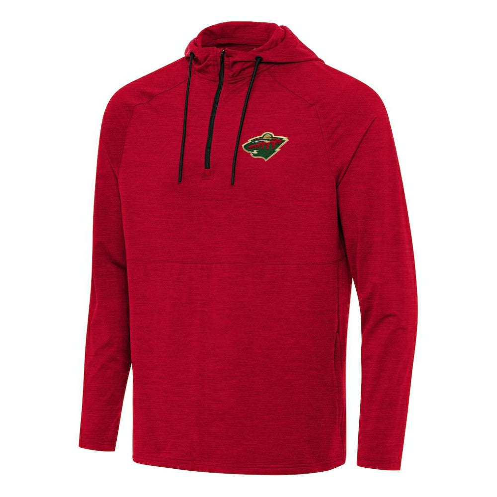 Minnesota Wild Antigua Spikes Quarter-Zip Hoodie - Heather Red - NHL 202254957