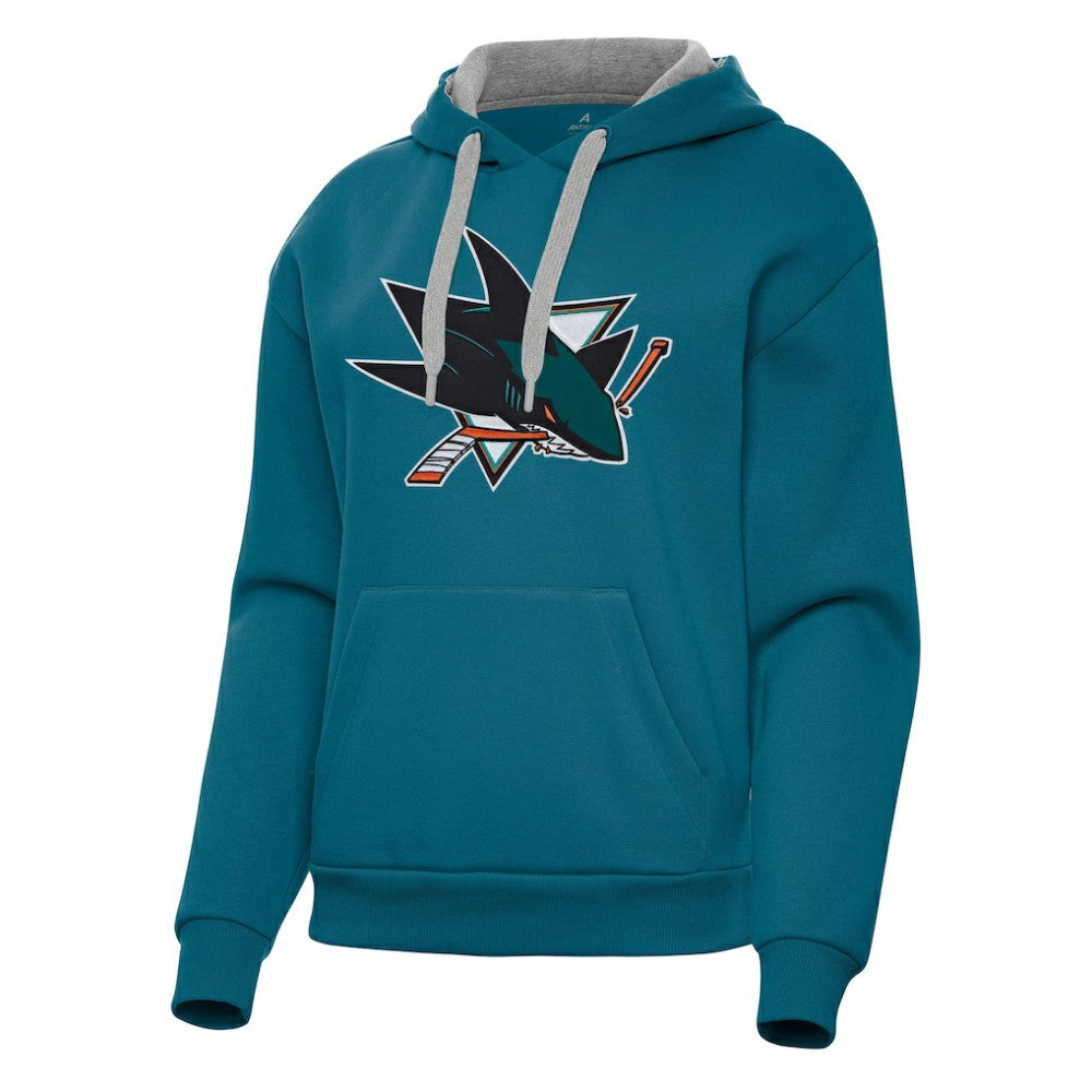 San Jose Sharks Antigua Women's Victory Pullover Hoodie - Teal - NHL 202256949