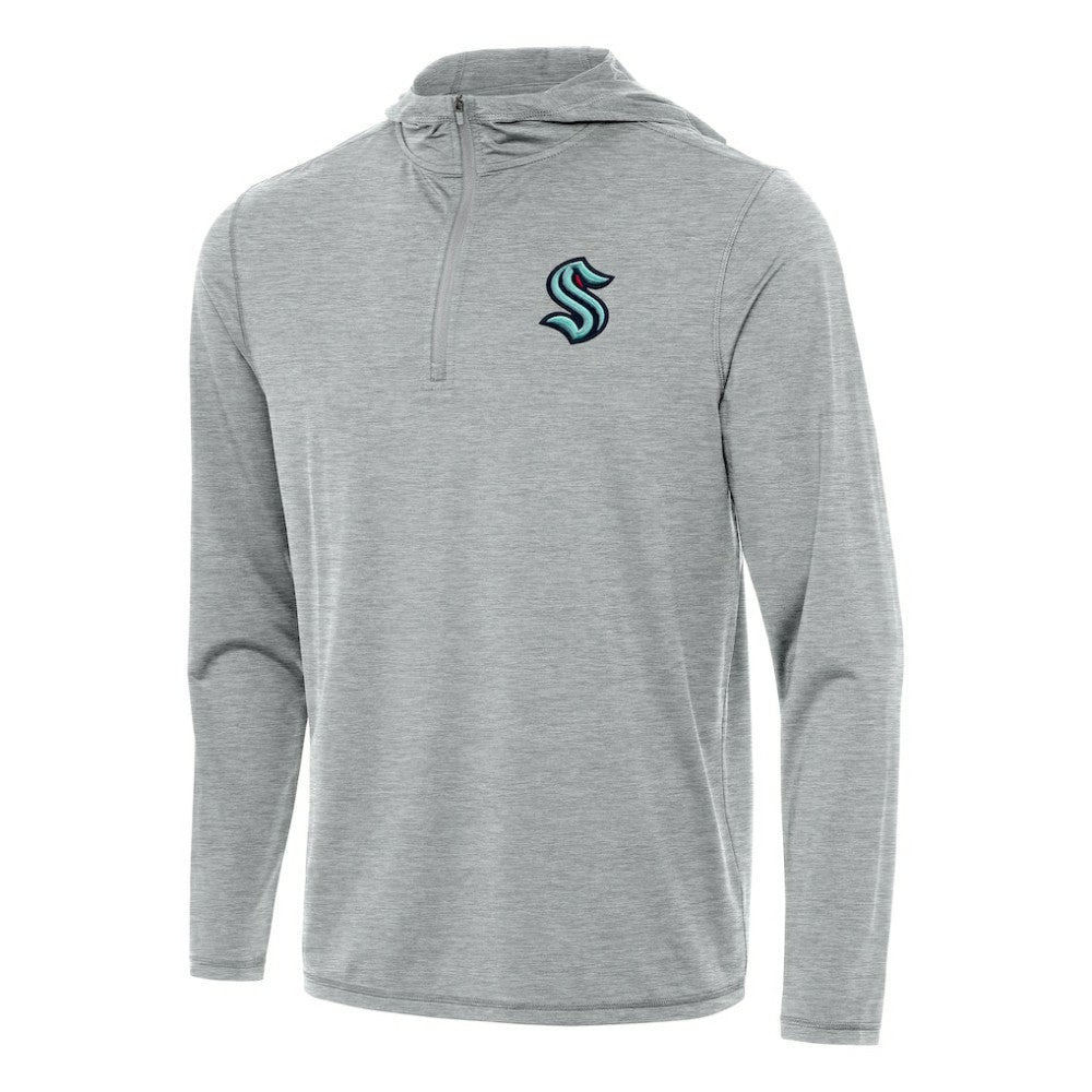 Seattle Kraken Antigua Tidy Quarter-Zip Hoodie - Heather Gray - NHL 202257167