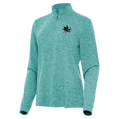 San Jose Sharks Antigua Women's Mentor Quarter-Zip Mock Long Sleeve Top - Heather Aqua - NHL 202257218